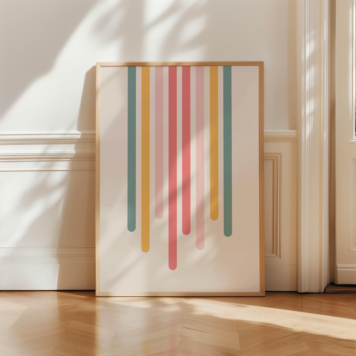 Pastel Stripes Colorful Minimalist Abstract Lines Art Poster - Image 2
