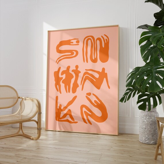 Abstract Matisse Inspired Art Dance Exhibition Poster Print Abstract Pastel Orange Wall Art Funky Aesthetic Poster Modern Gallery