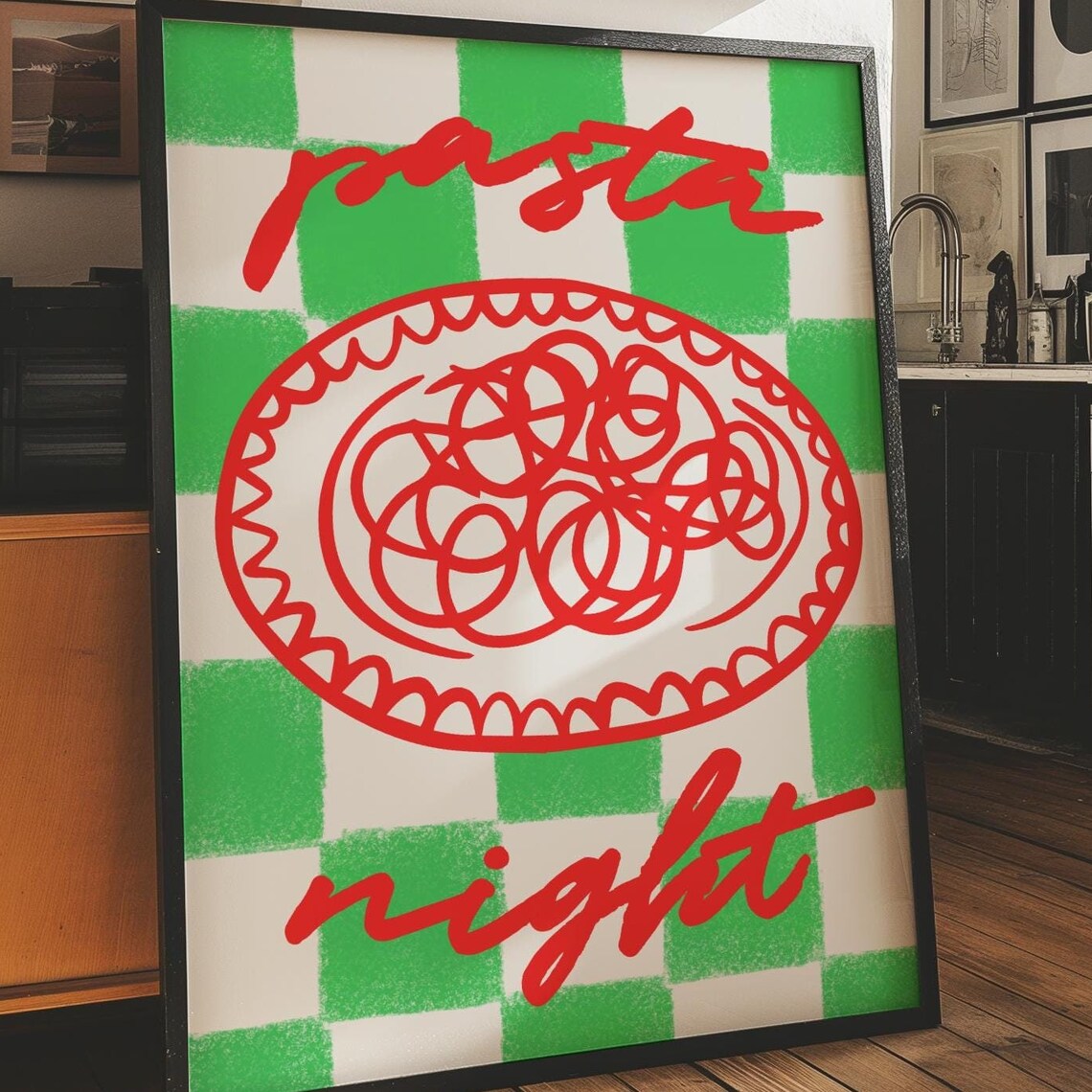 Pasta Night, Retro Italian Kitchen Decor