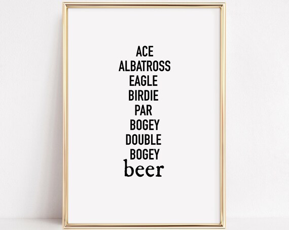 Funny Golf Scoring Terms From Ace To Beer Modern Typography Poster