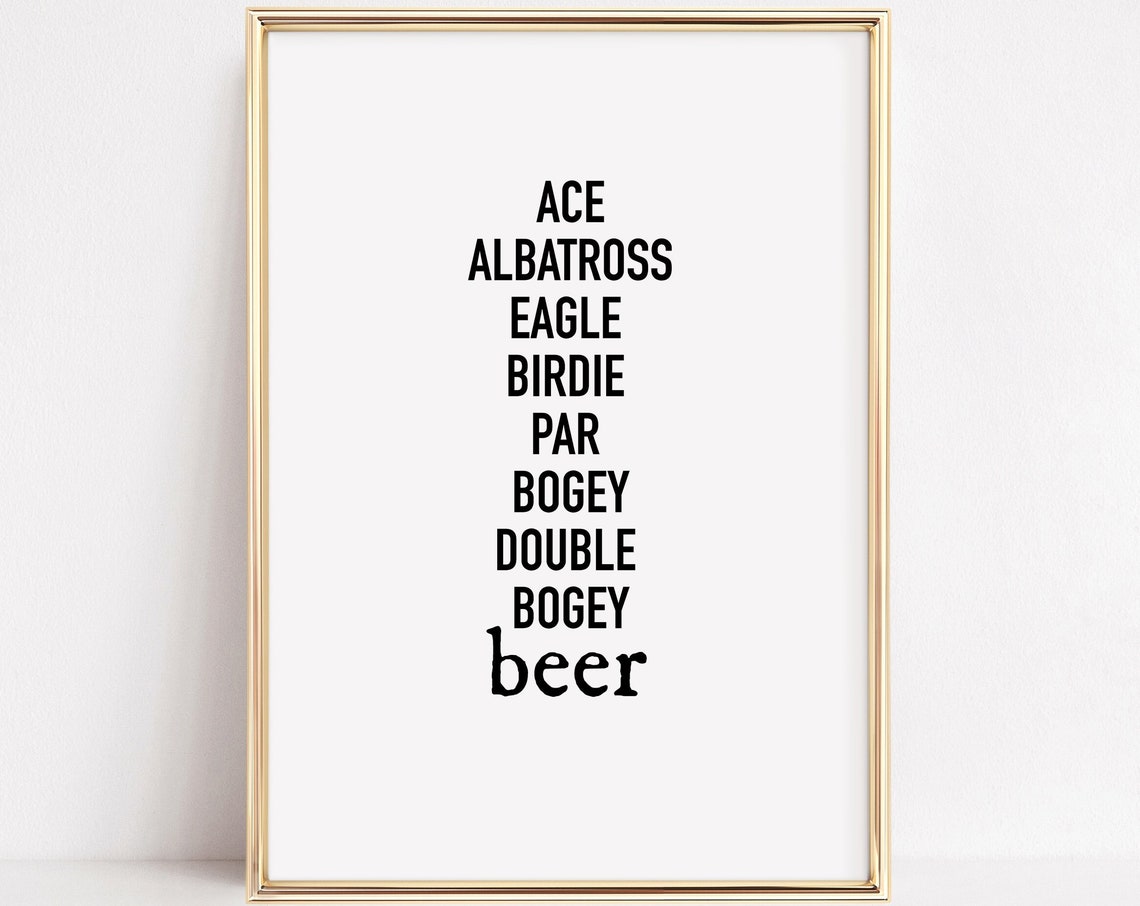 Funny Golf Scoring Terms From Ace To Beer Modern Typography Poster