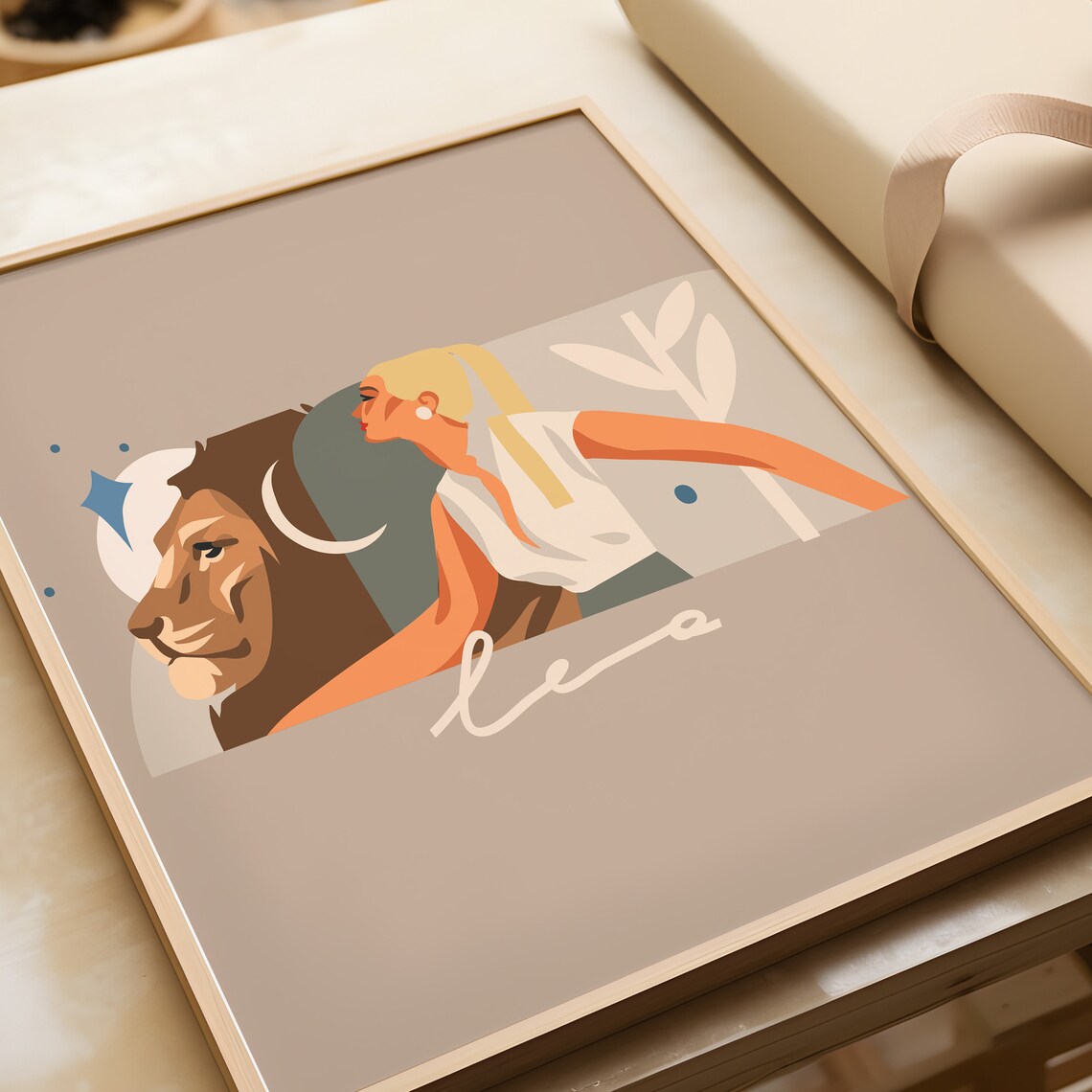Leo Zodiac Star Sign Boho Woman Lion Astrology Moon Art Poster - Image 2