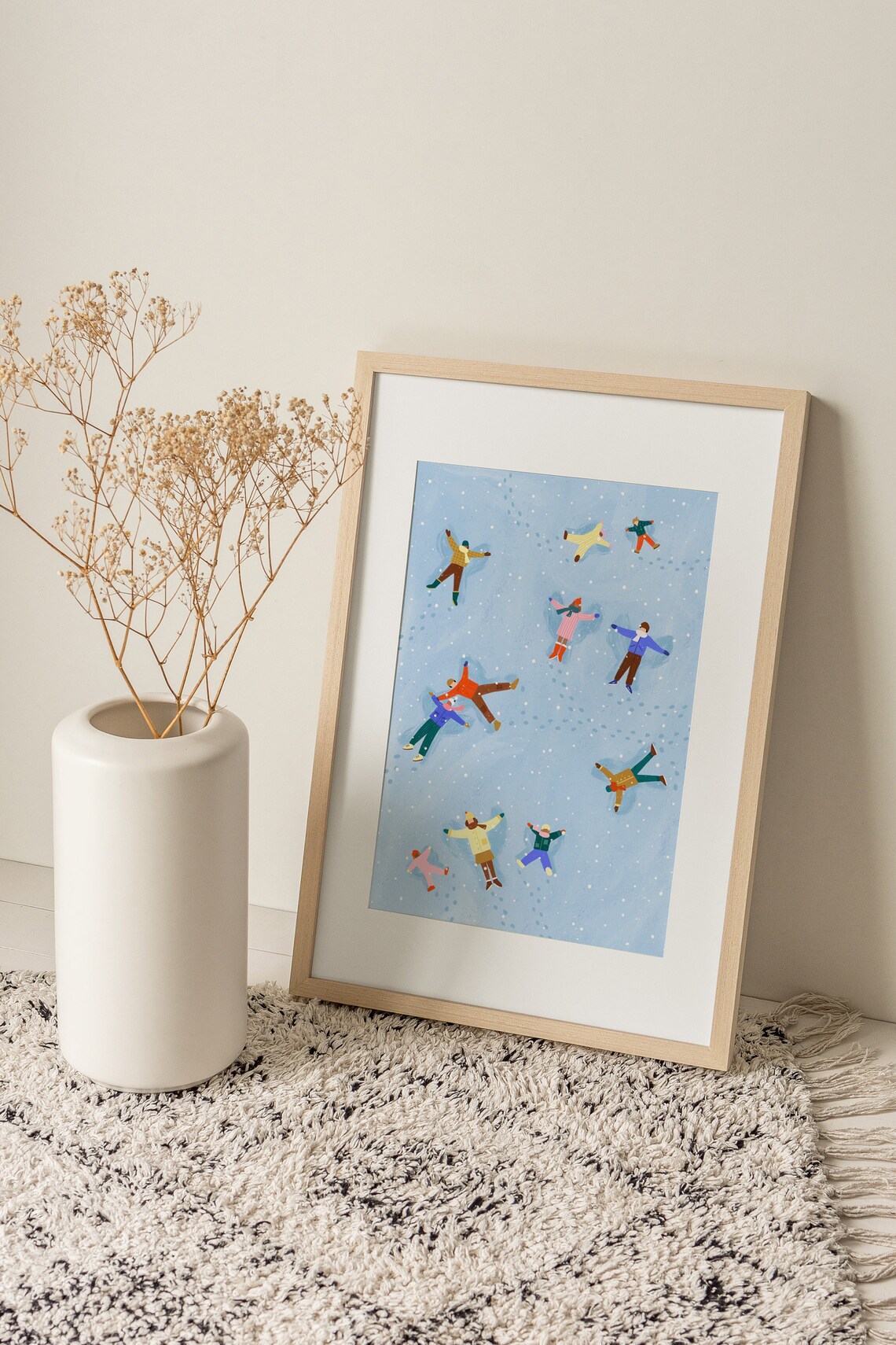 Snow Angels Winter Art Print, Christmas Illustration - Image 4