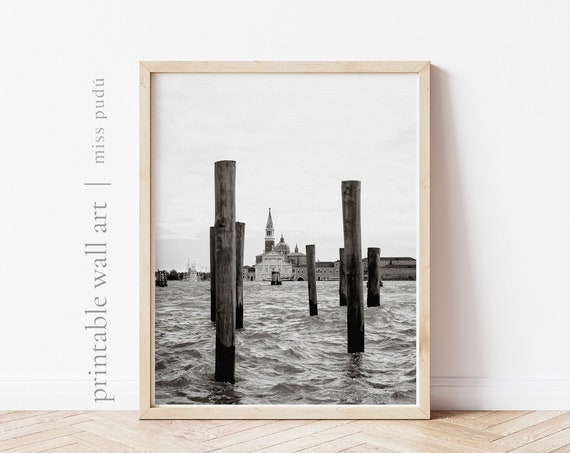 Venice Italy Poster Italian Architecture Print Download Black White Photography Wall Art Wanderlust Housewarming