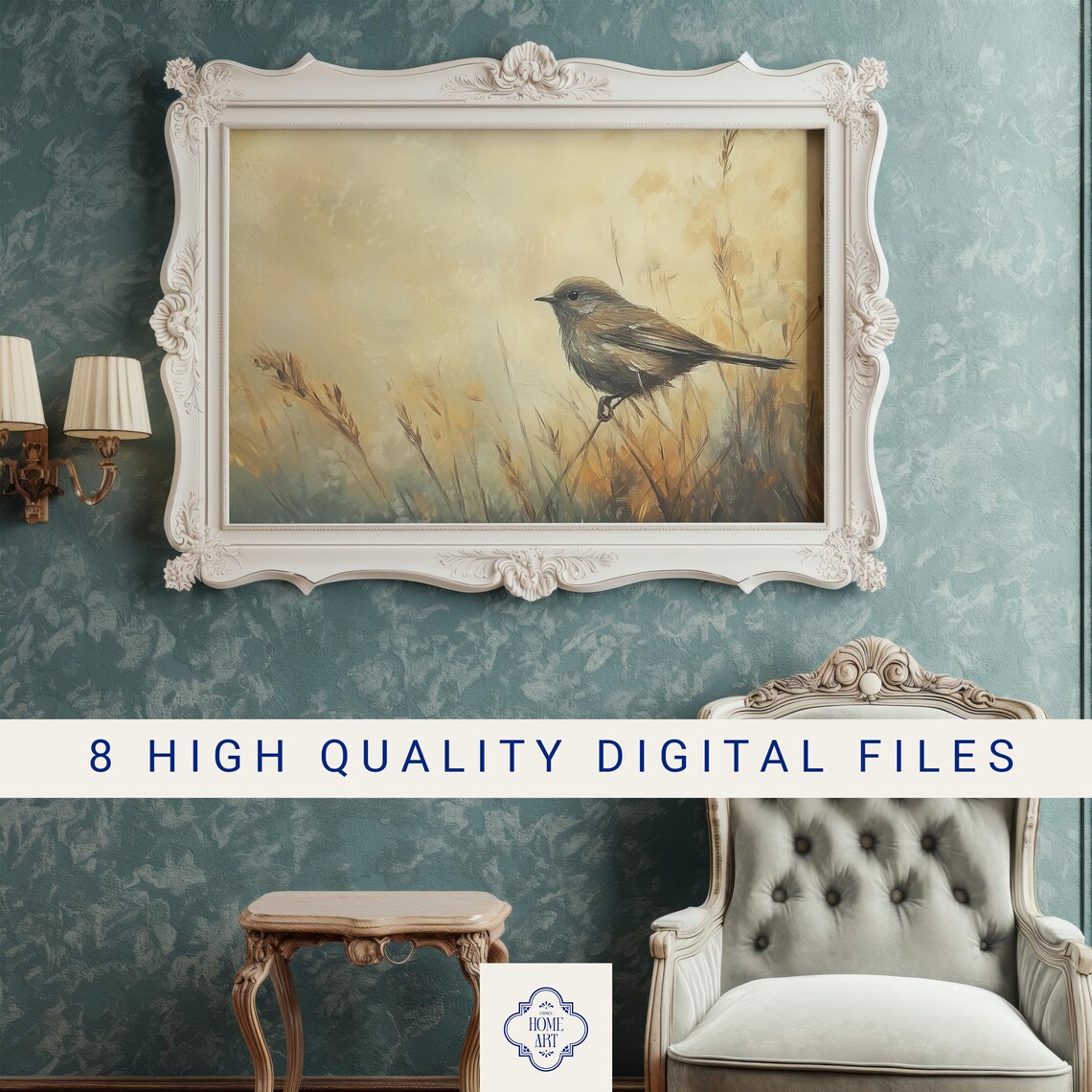 Meadow Bird Wheat Field Earthy Tone Vintage Nature Art Poster - Image 3
