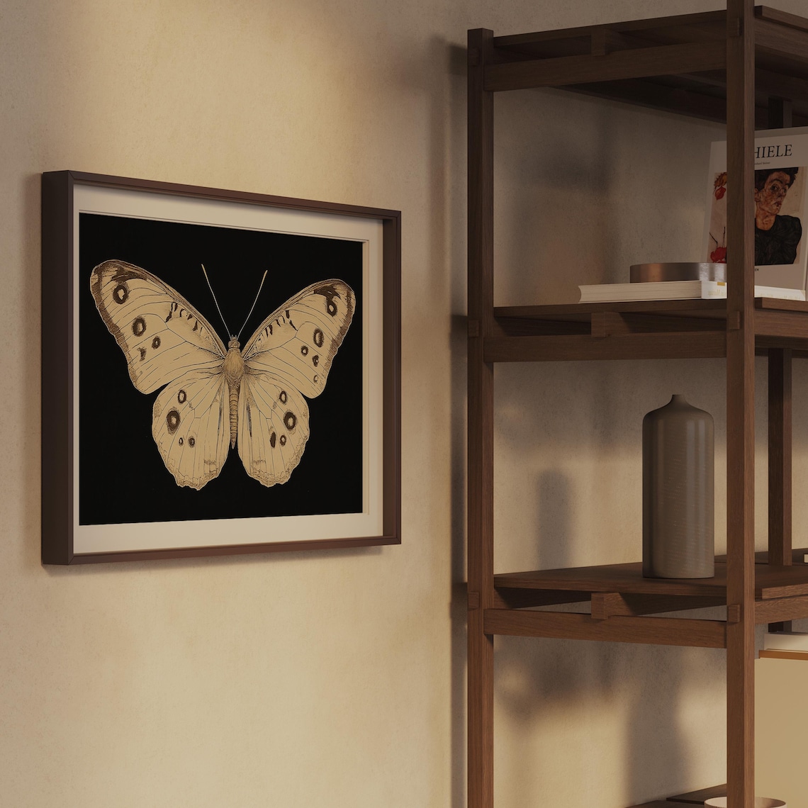 Vintage Butterfly Dark Botanical Moody Antique Insect Art Poster - Image 2