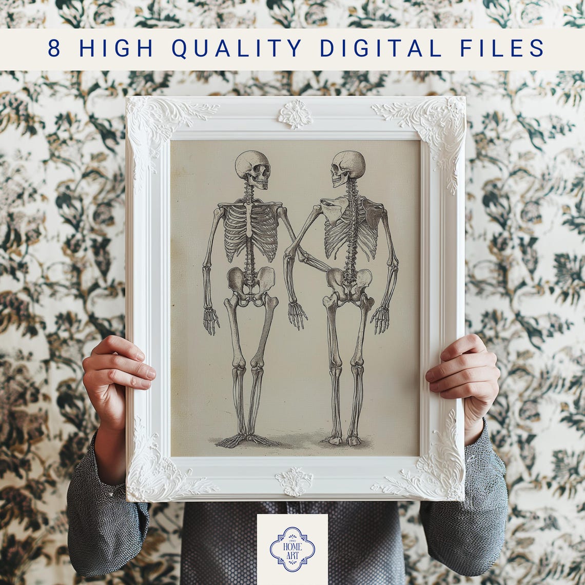 Antique Skeleton Anatomy Illustration Dark Academia Halloween Poster - Image 3