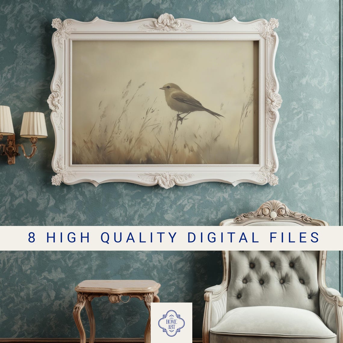Small Brown Bird Perched on a Twig Soft Neutral Wildlife Art Print - Image 3