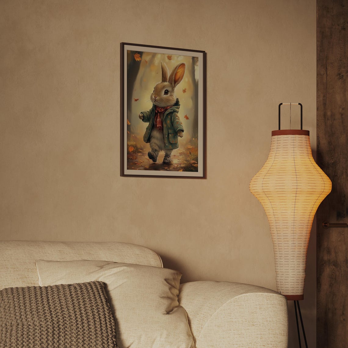 Cute Hiking Easter Bunny Print Vintage Spring Rabbit Wall Art Nursery Kids Room Decor Antique Bunny Painting - Image 2
