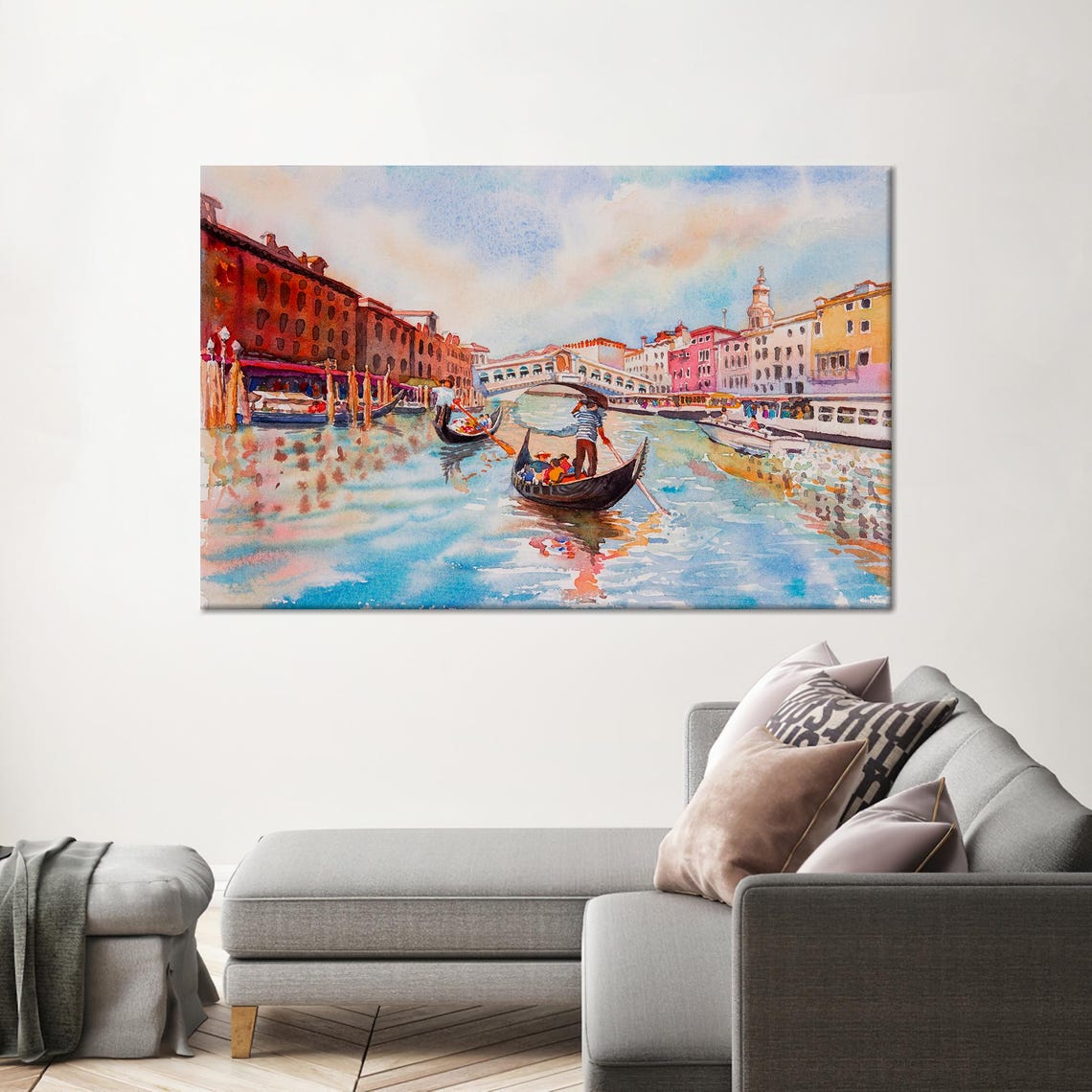 Venice Grand Canal Watercolor With Gondolas Italy Art Poster