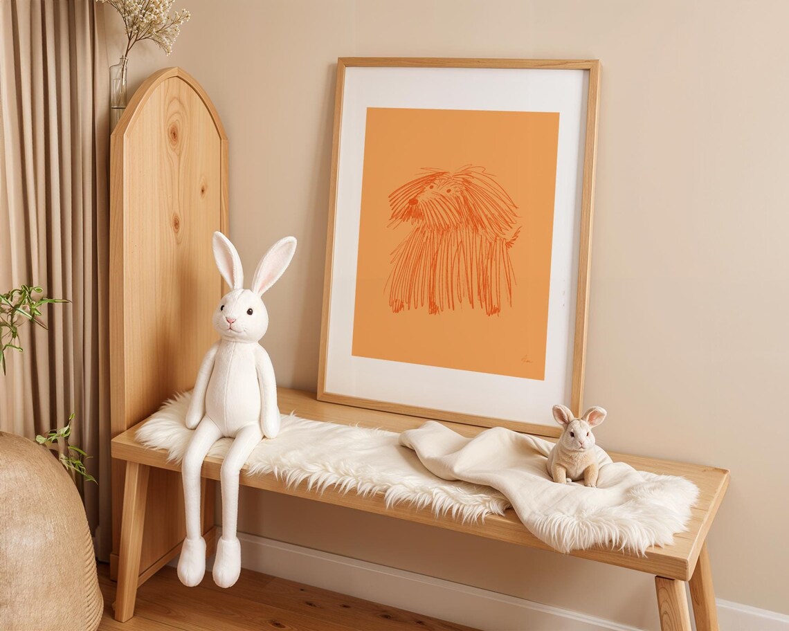Expressionistic Scruffy Dog Art Print for Nursery