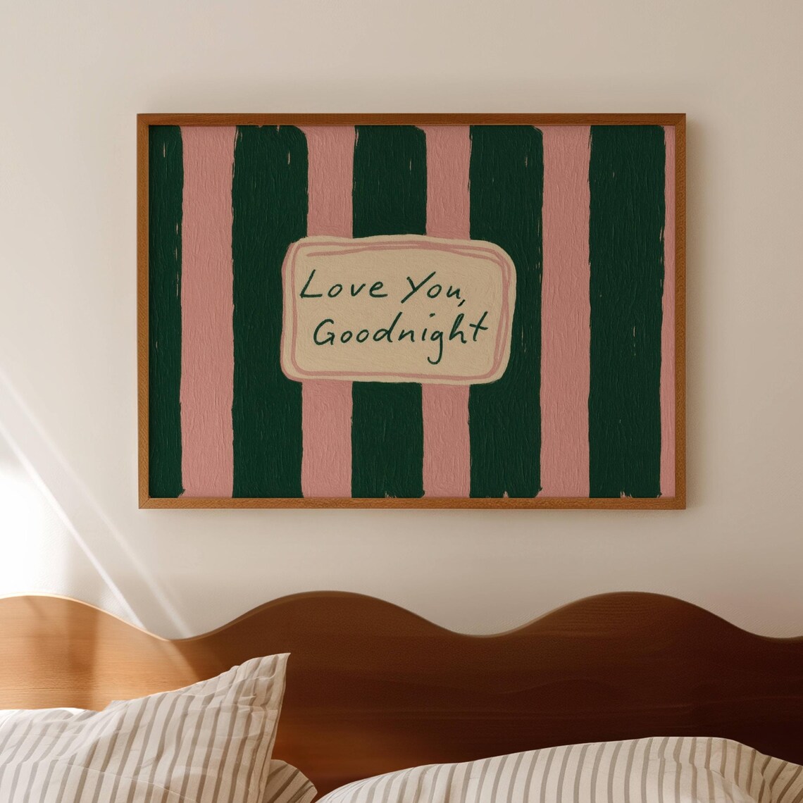 Love You Goodnight Mid-Century Bedroom Art Print