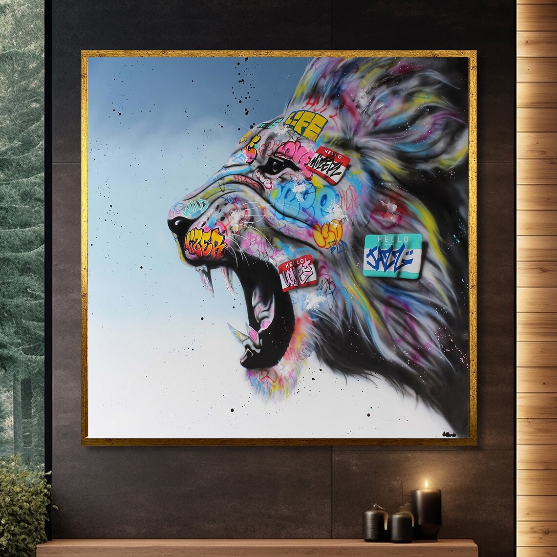 Graffiti Lion, Urban Street Art Poster