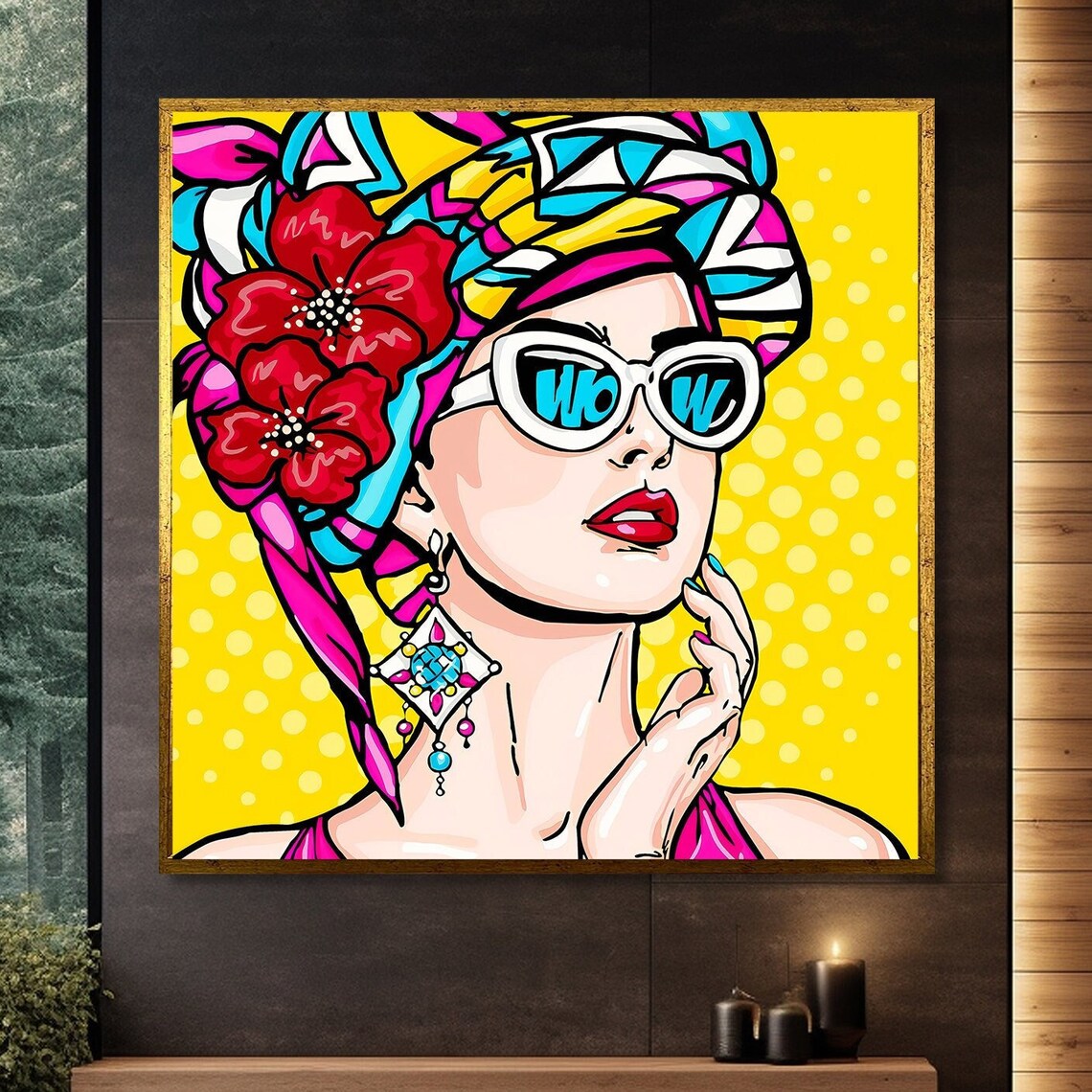 Retro Pop Art Woman, Stylish Sunglasses Fashion Decor