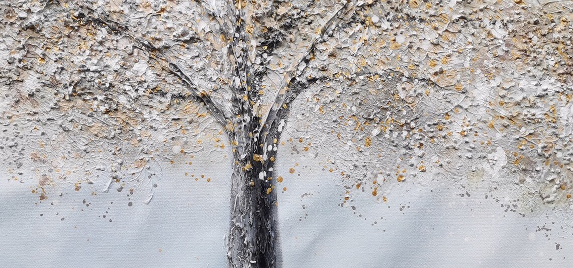 Big Tree Of Life Abstract Oil Painting, Living Room Art Print - Image 3