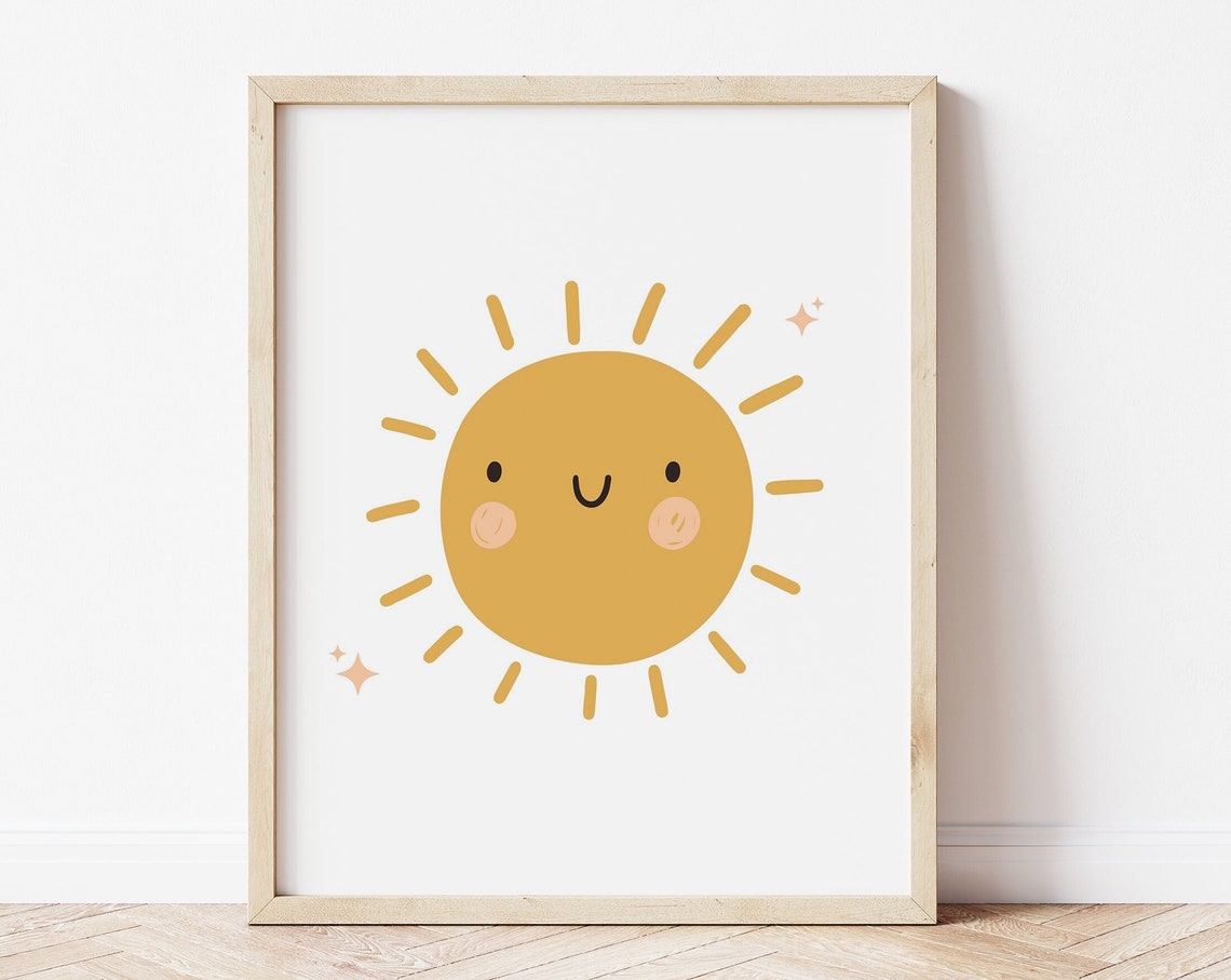 Cute Sun Wall Art Boho Sun Print Kids Room Decor Nursery Wall Art Playroom Decor Preschool Wall Decor Digital Download