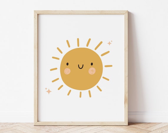 Cute Sun Wall Art Boho Sun Print Kids Room Decor Nursery Wall Art Playroom Decor Preschool Wall Decor Digital Download