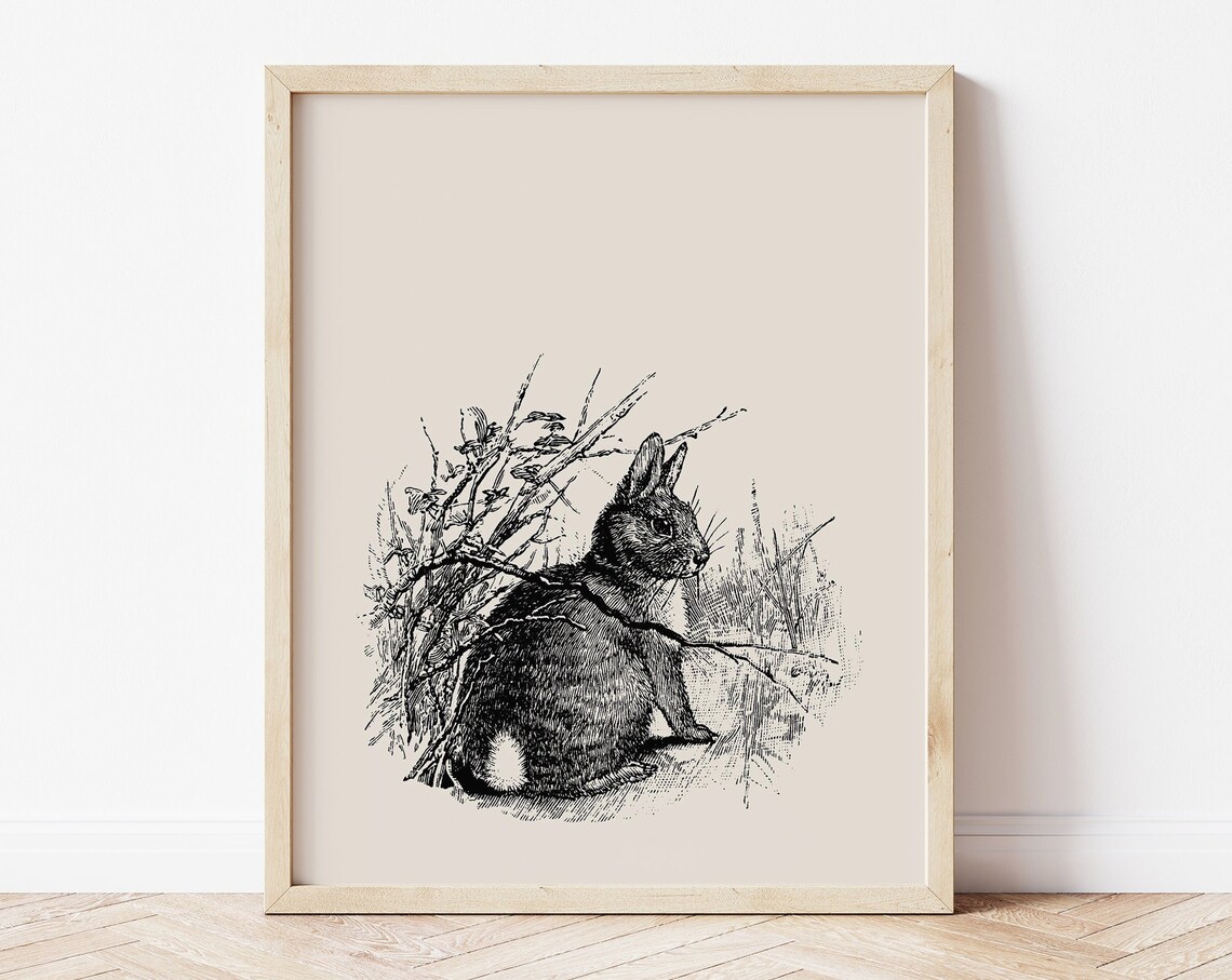 Bunny Rabbit Print, Minimalist Easter Wall Art