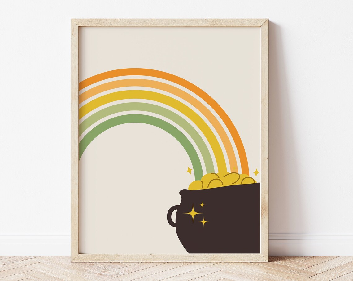 Pot O Gold St. Patrick's Day Boho Rainbow Art Print