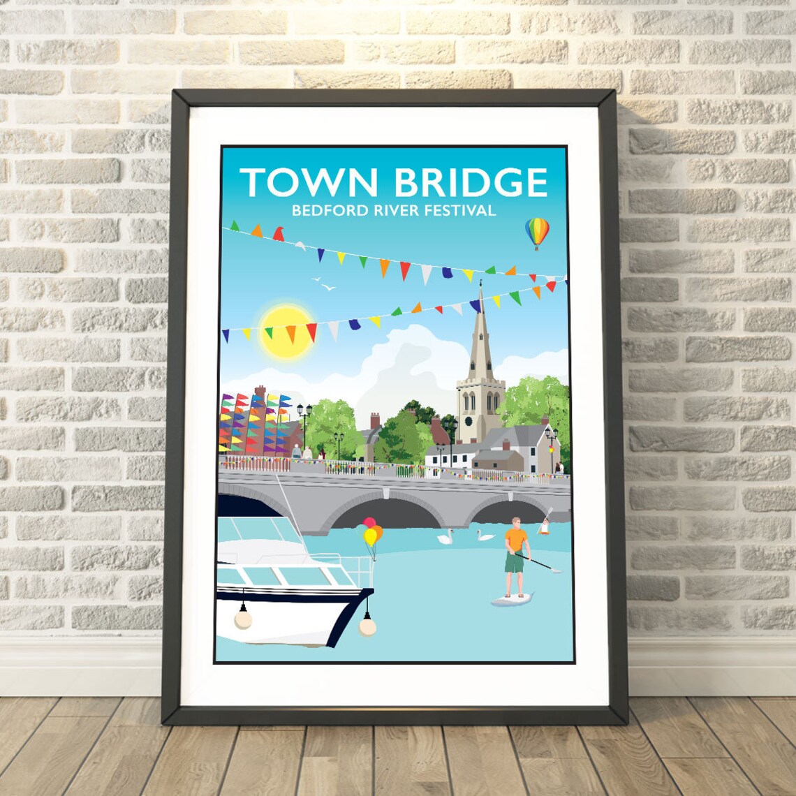 Town Bridge Bedford River Festival Travel Poster