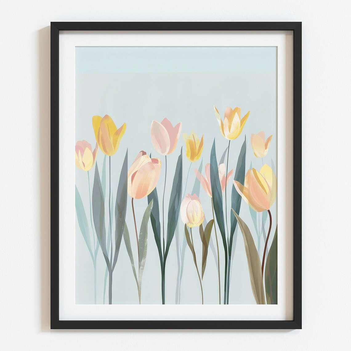Pastel Tulips Modern Minimalist Floral Spring Bloom Decor Wall Art