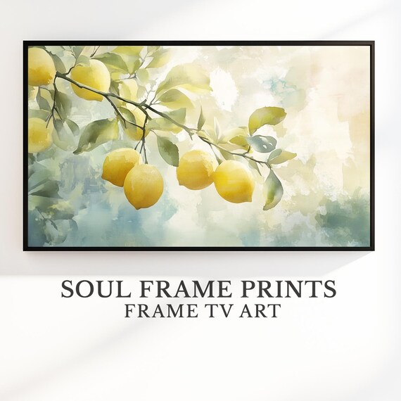 Watercolor Lemon Branch Botanical Art Print for Bright Kitchen Decor