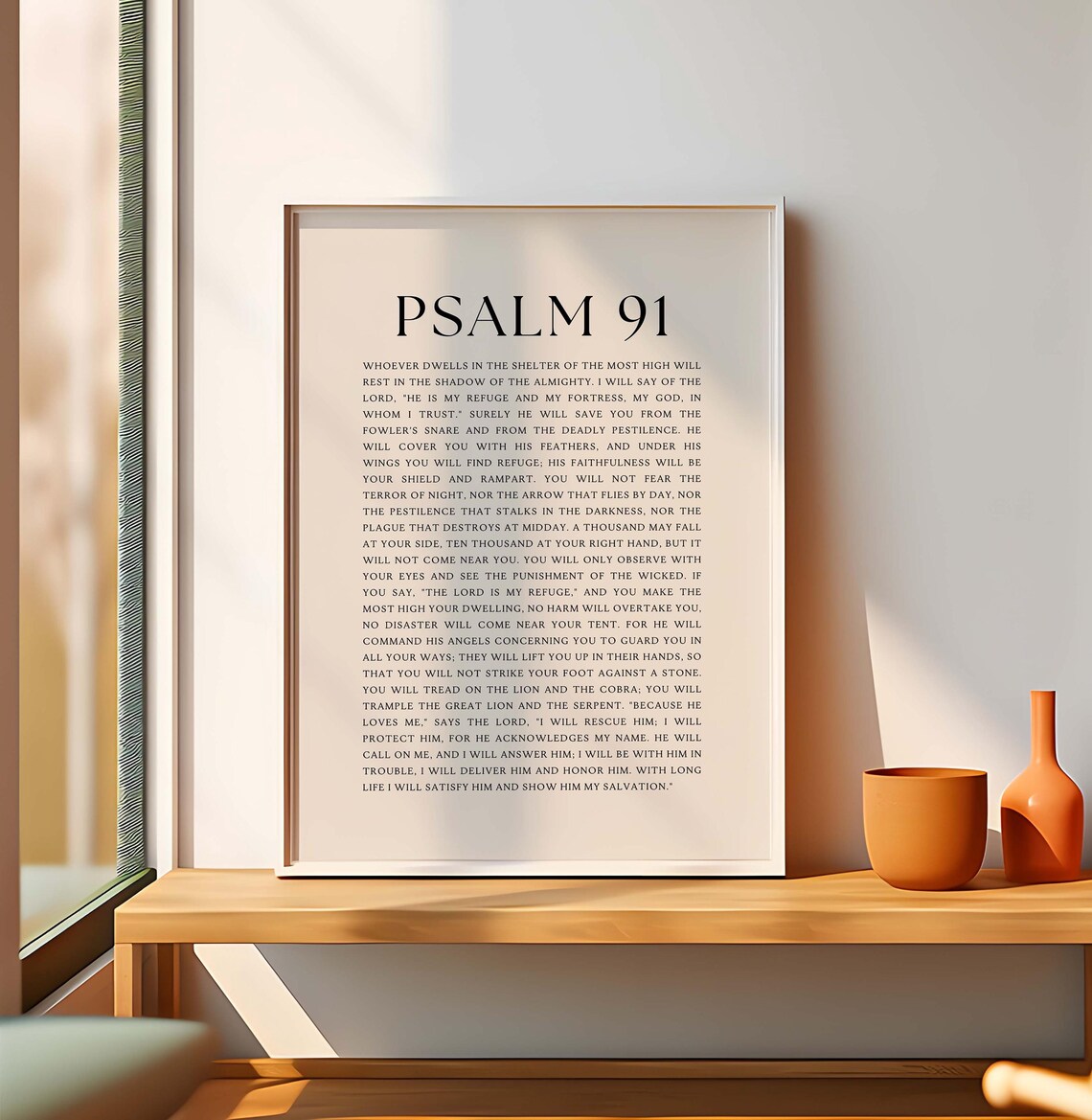 Psalm 91 NIV Bible Verse Poster, Christian Decor