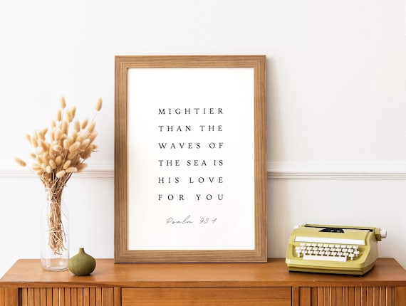 Mightier Than The Waves Psalm 934 Minimalist Christian Verse Wall Art