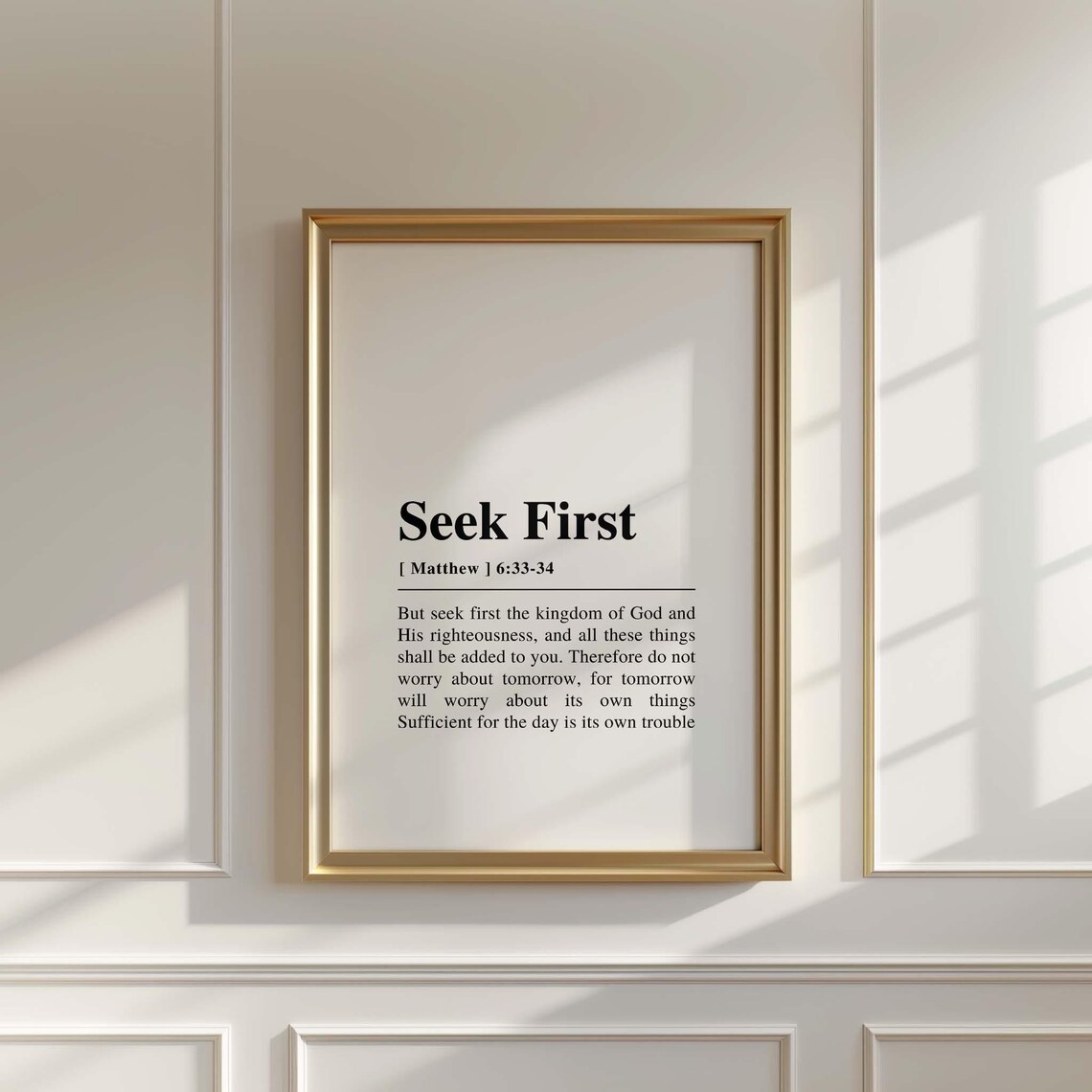 Matthew 6:33-34 Seek First The Kingdom, Scripture Art Print