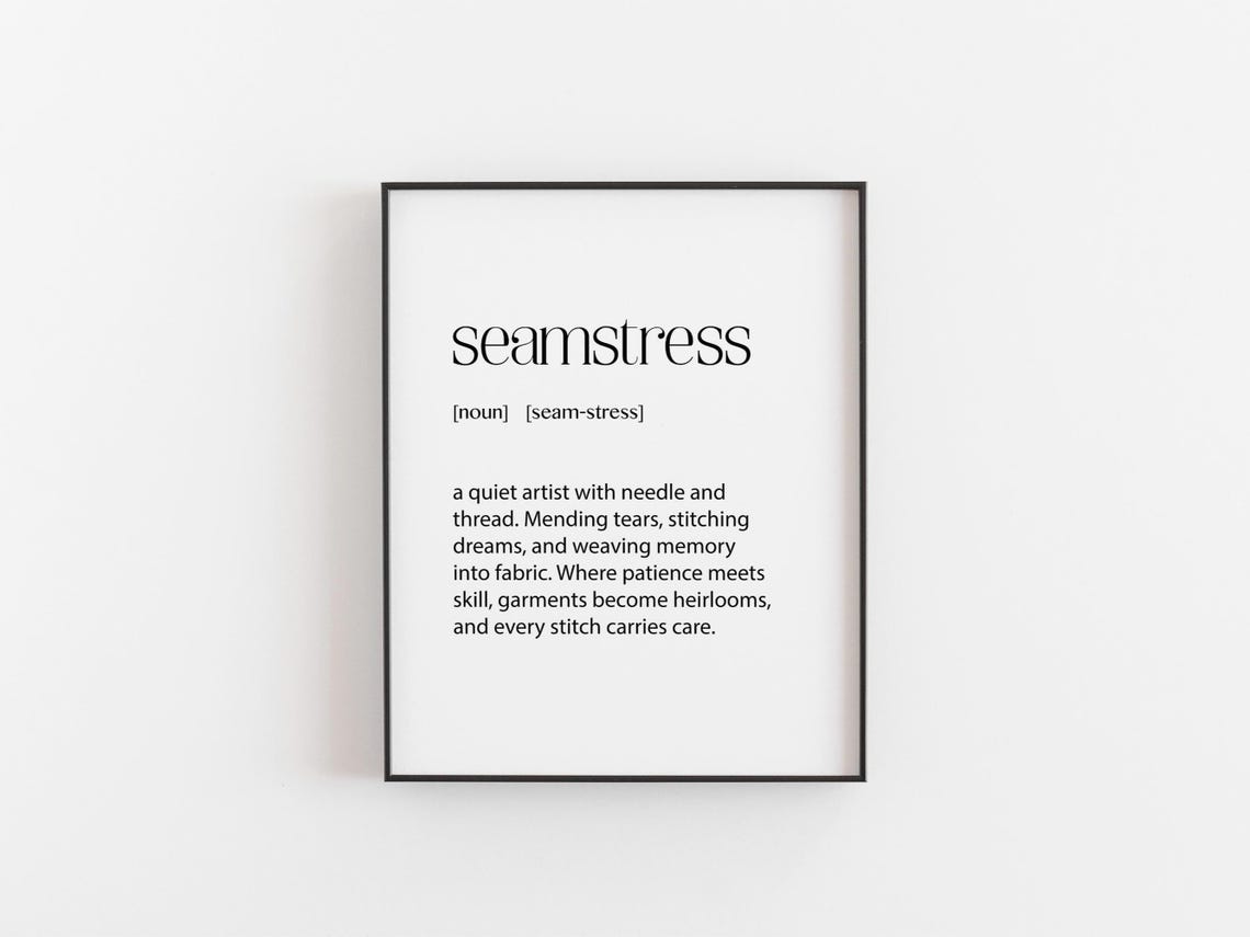 Seamstress Definition Dictionary Art Poster Gift for Sewing Lovers