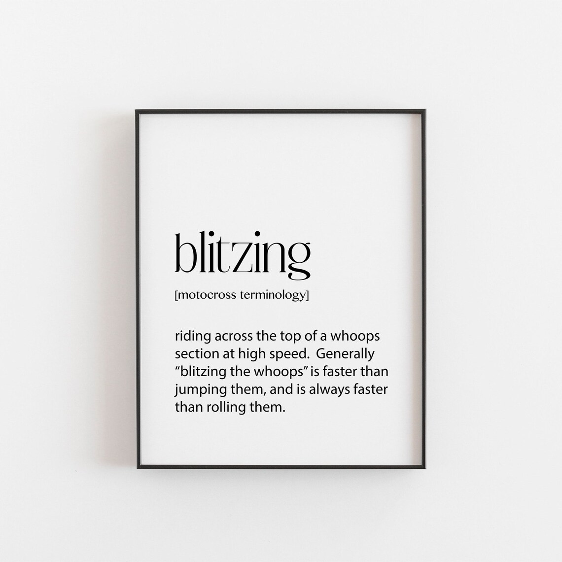 Blitzing Motocross Terminology Dictionary Definition Dirt Bike Art Print