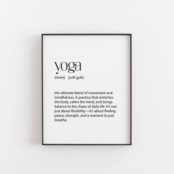 Yoga Definition Art Print, Mindfulness Studio Decor