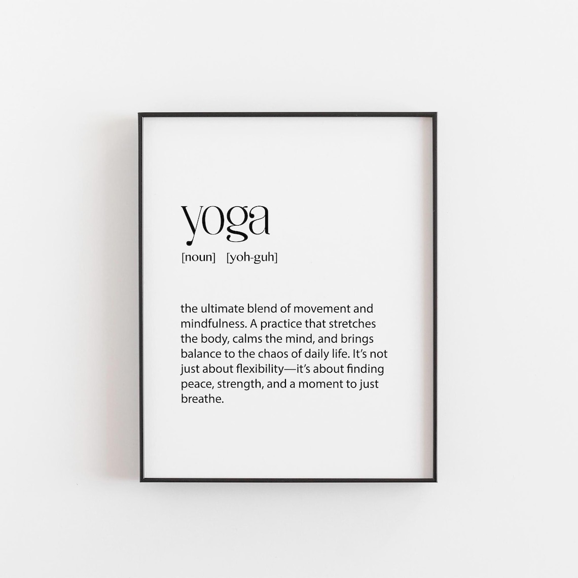 Yoga Definition Art Print, Mindfulness Studio Decor