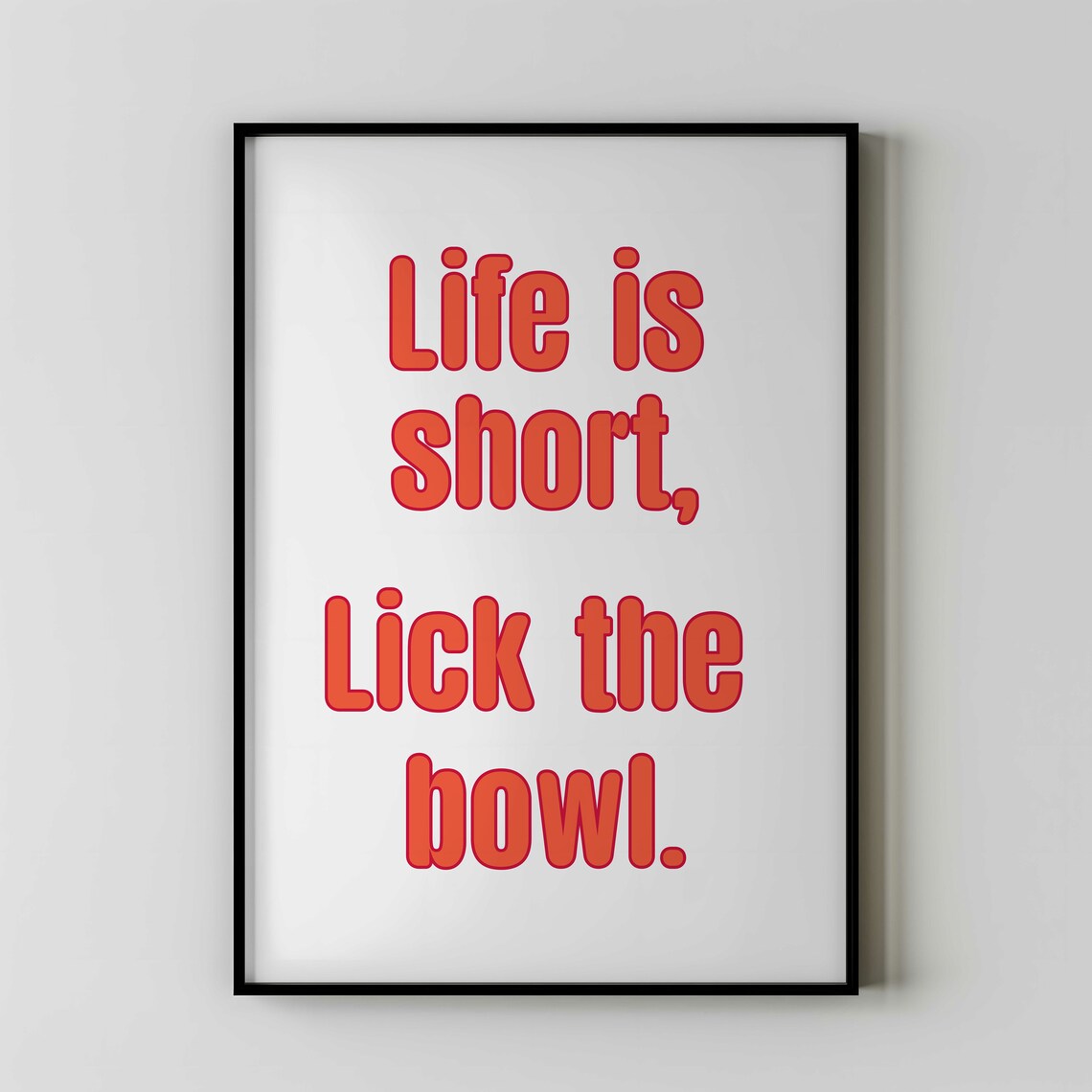 Life Is Short Lick The Bowl Funny Baking Quote Poster Navy Art - Image 2