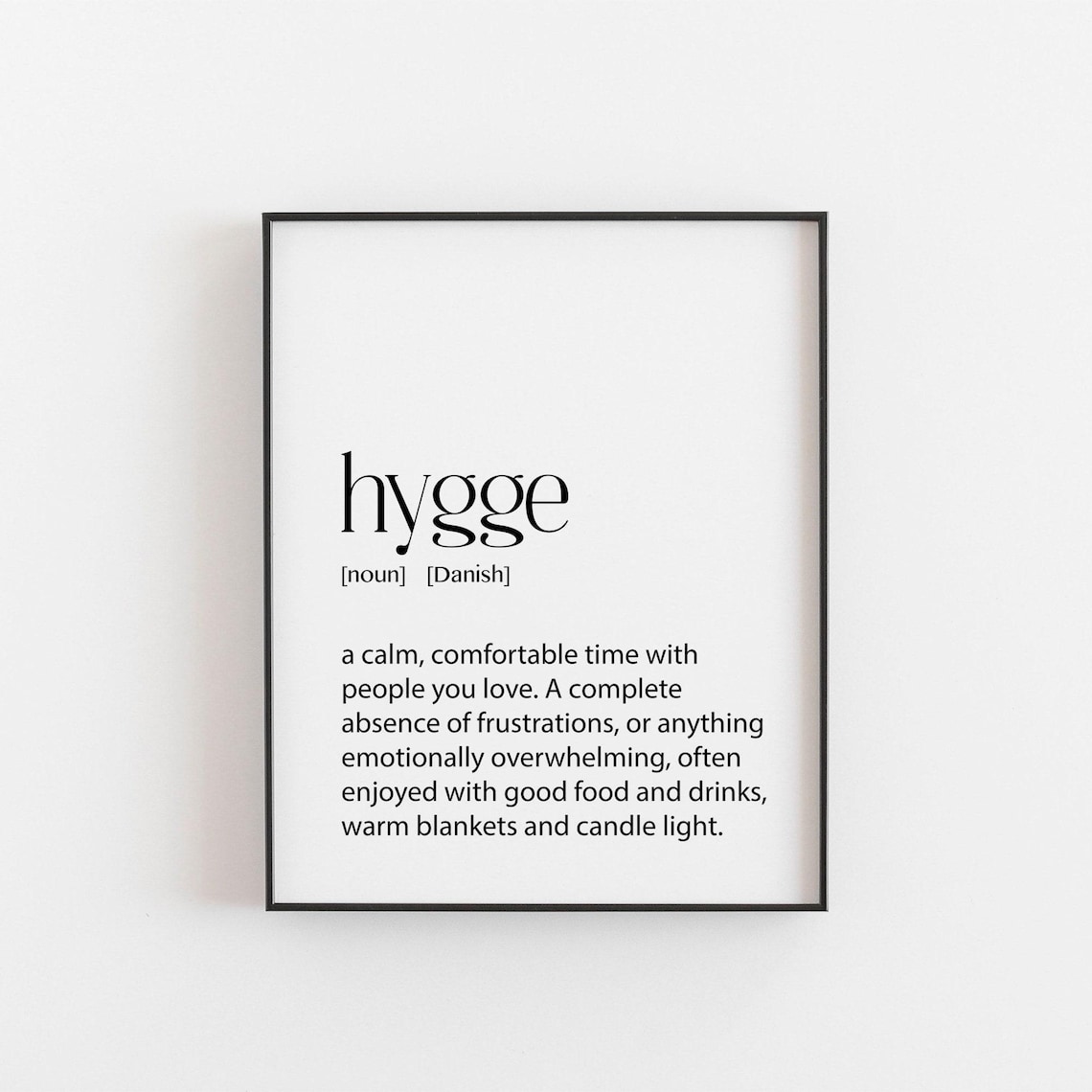 Hygge Definition Print, Danish Minimalist Poster