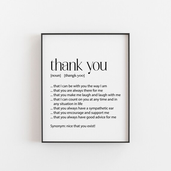 Thank You Friend Definition Dictionary Appreciation Gift Poster