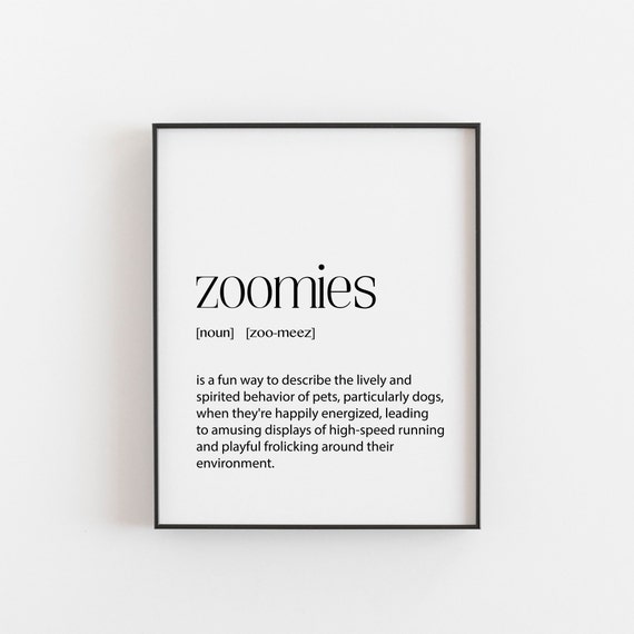 Pet Dog Zoomies Definition Print Cat Art Ferret A Friendly Home Conversation Artwork Engaging Poster