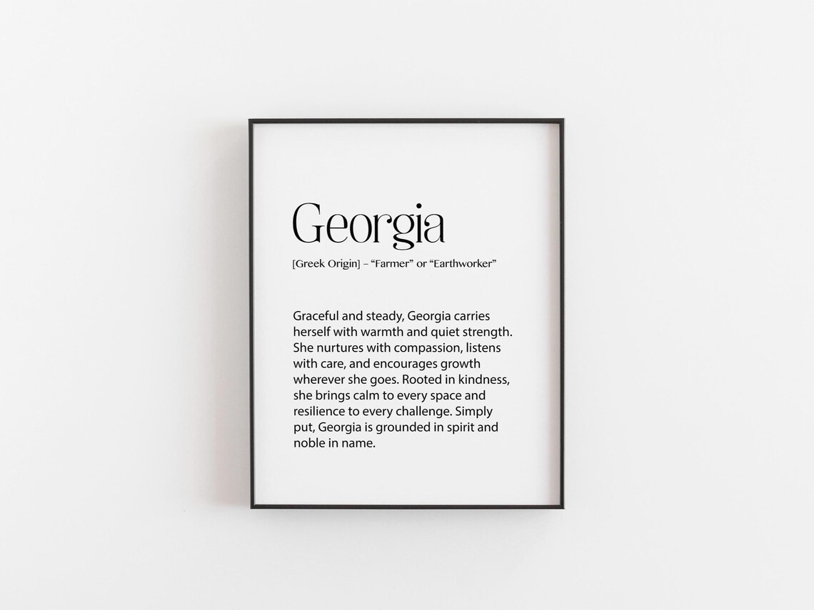 Georgia Name Meaning Print Greek Origin Farmer Personalized Gift Room Decor