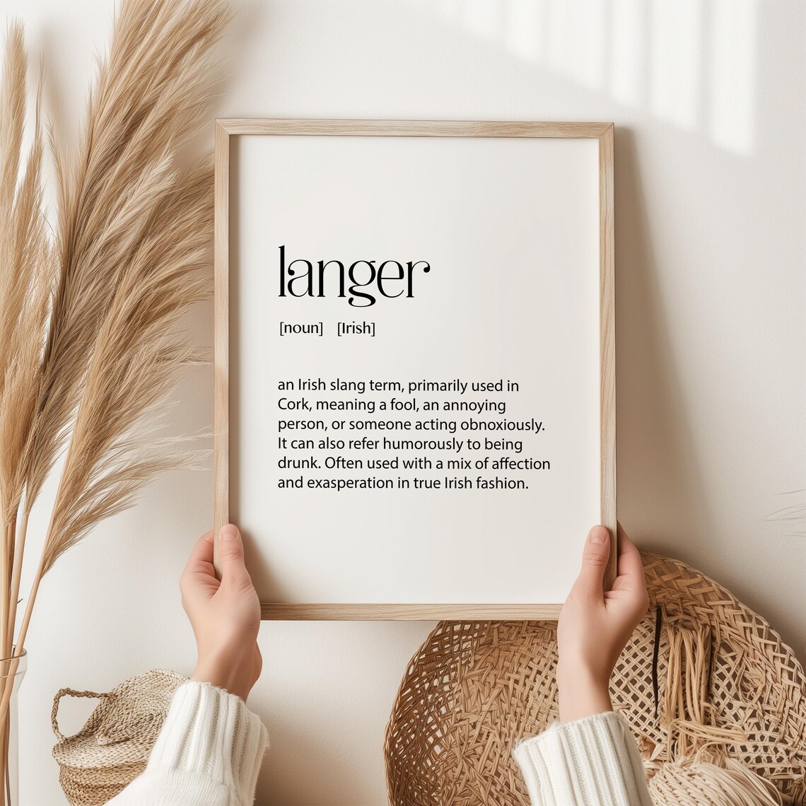 Langer Definition Humorous Irish Slang Art Print