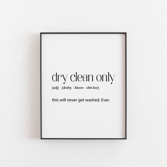 Dry Clean Only Funny Definition Typography Print Laundry Room Wall Decor