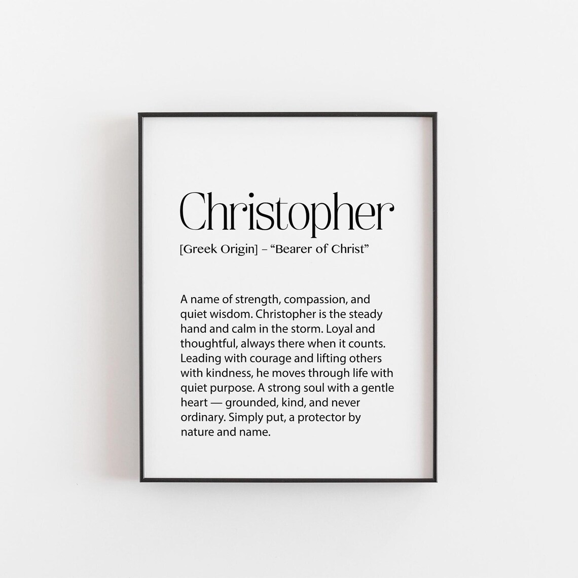 Christopher Name Meaning Poster Print, Minimalist Decor