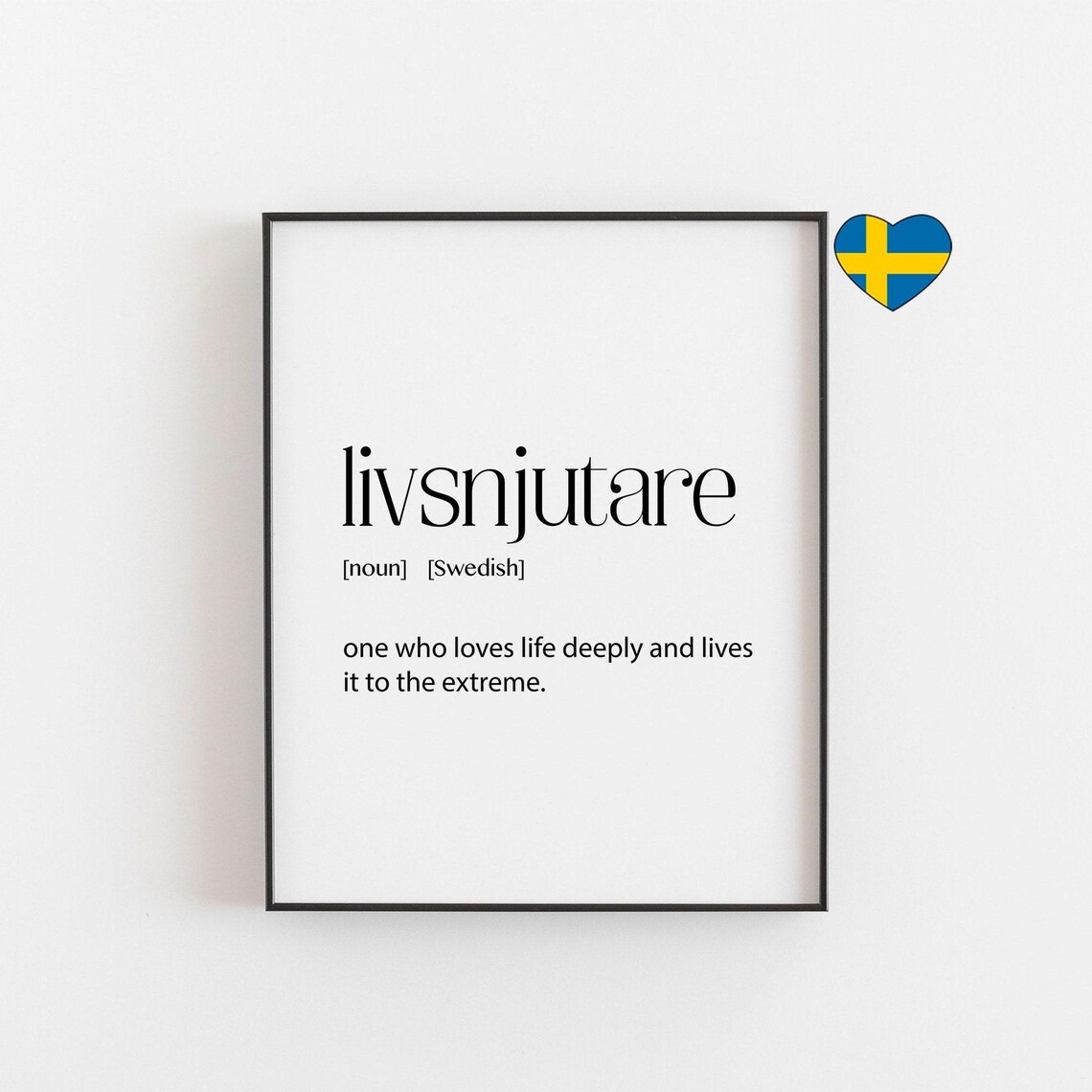 Livsnjutare Swedish Word Definition Minimalist Quote Wall Poster