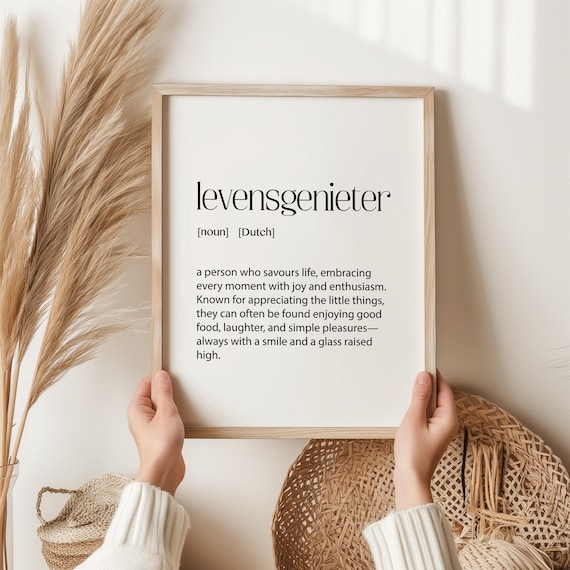 Levensgenieter Definition Art Print, Dutch Wall Art
