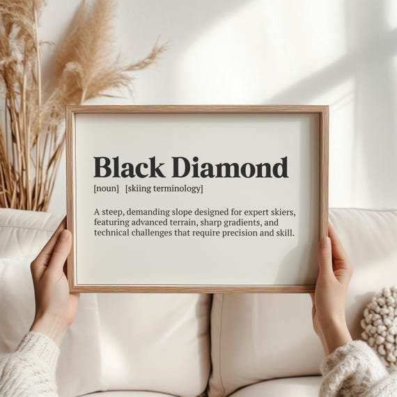 Black Diamond Skiing Definition Print For Expert Skier Wall Decor