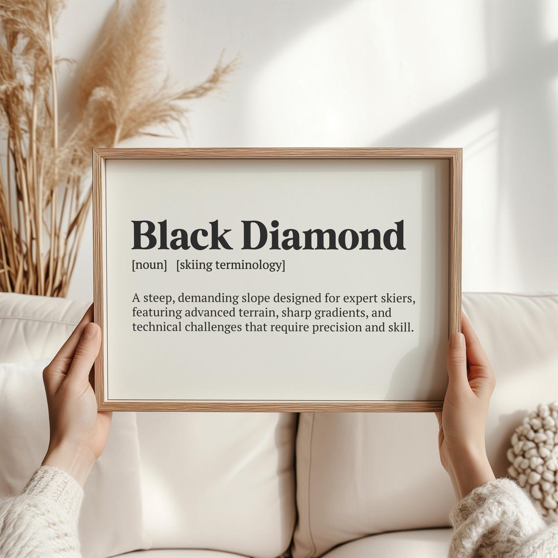 Black Diamond Skiing Definition Print For Expert Skier Wall Decor