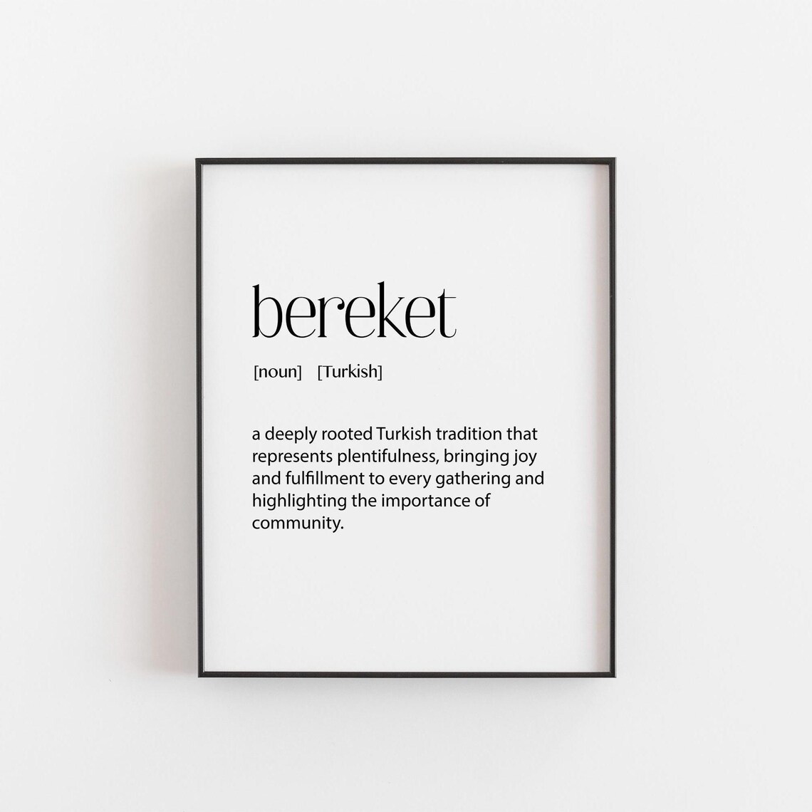 Bereket Definition Turkish Word Art, Abundance Decor