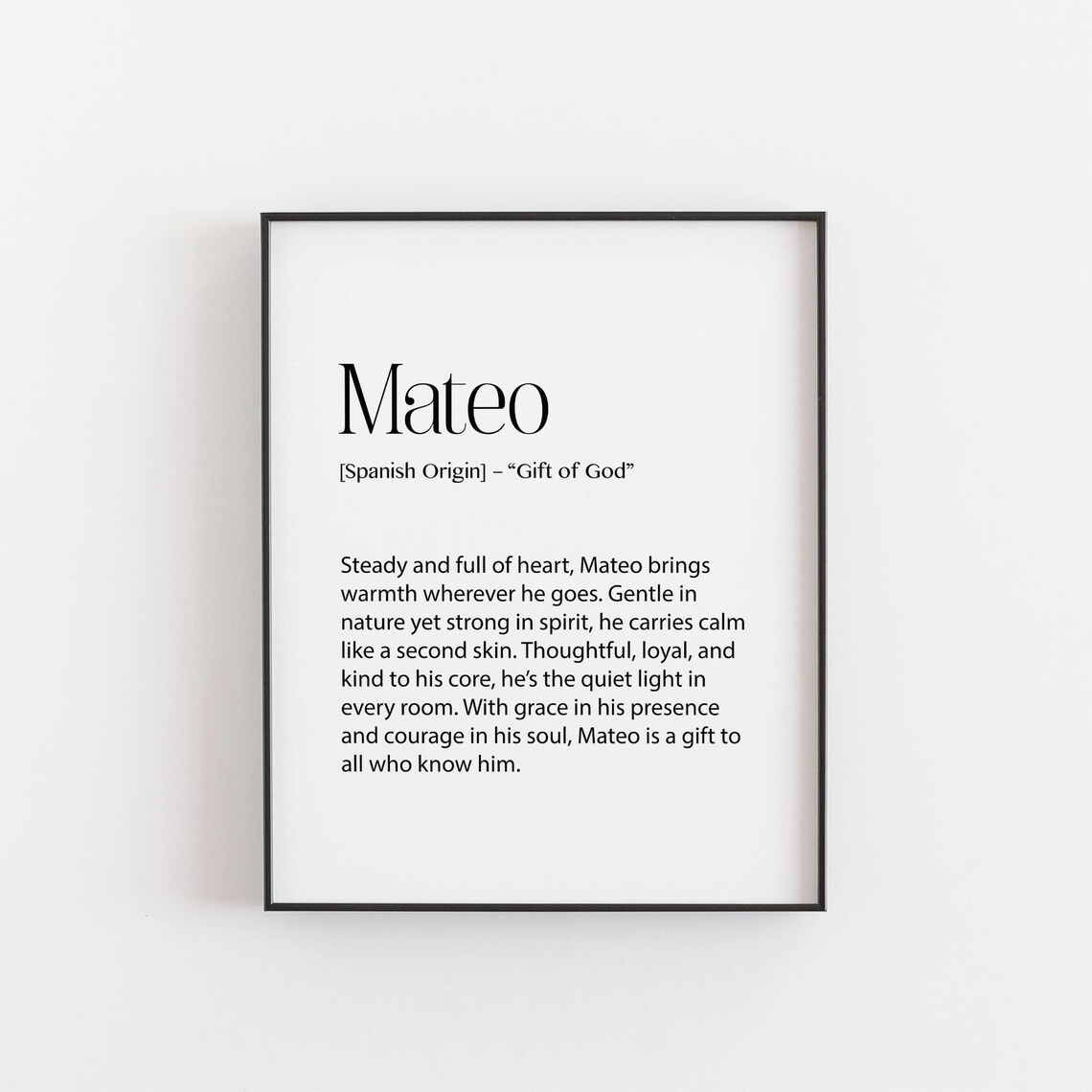Mateo Name Meaning Nursery Art Print, Spanish Baby Boy
