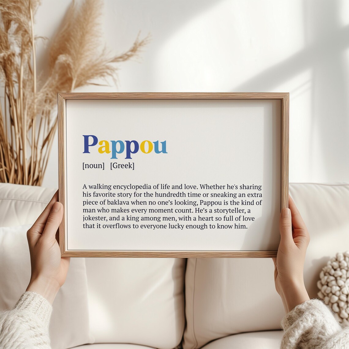 Pappou Greek Grandfather Definition Poster Colorful Family Tribute