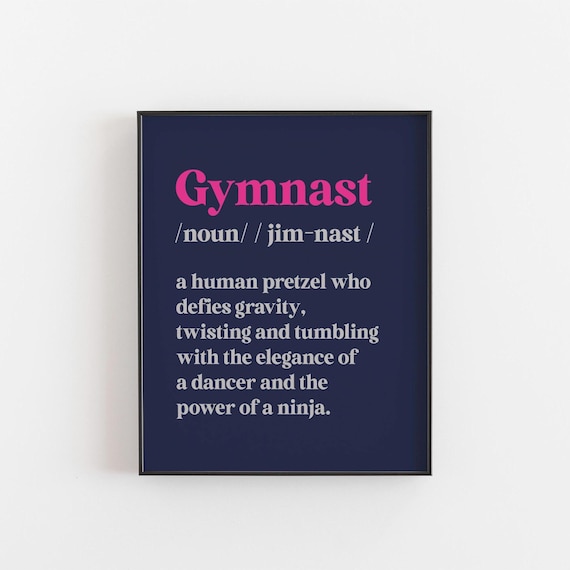 Gymnast Funny Definition Navy Pink Sport Typography Gift Poster