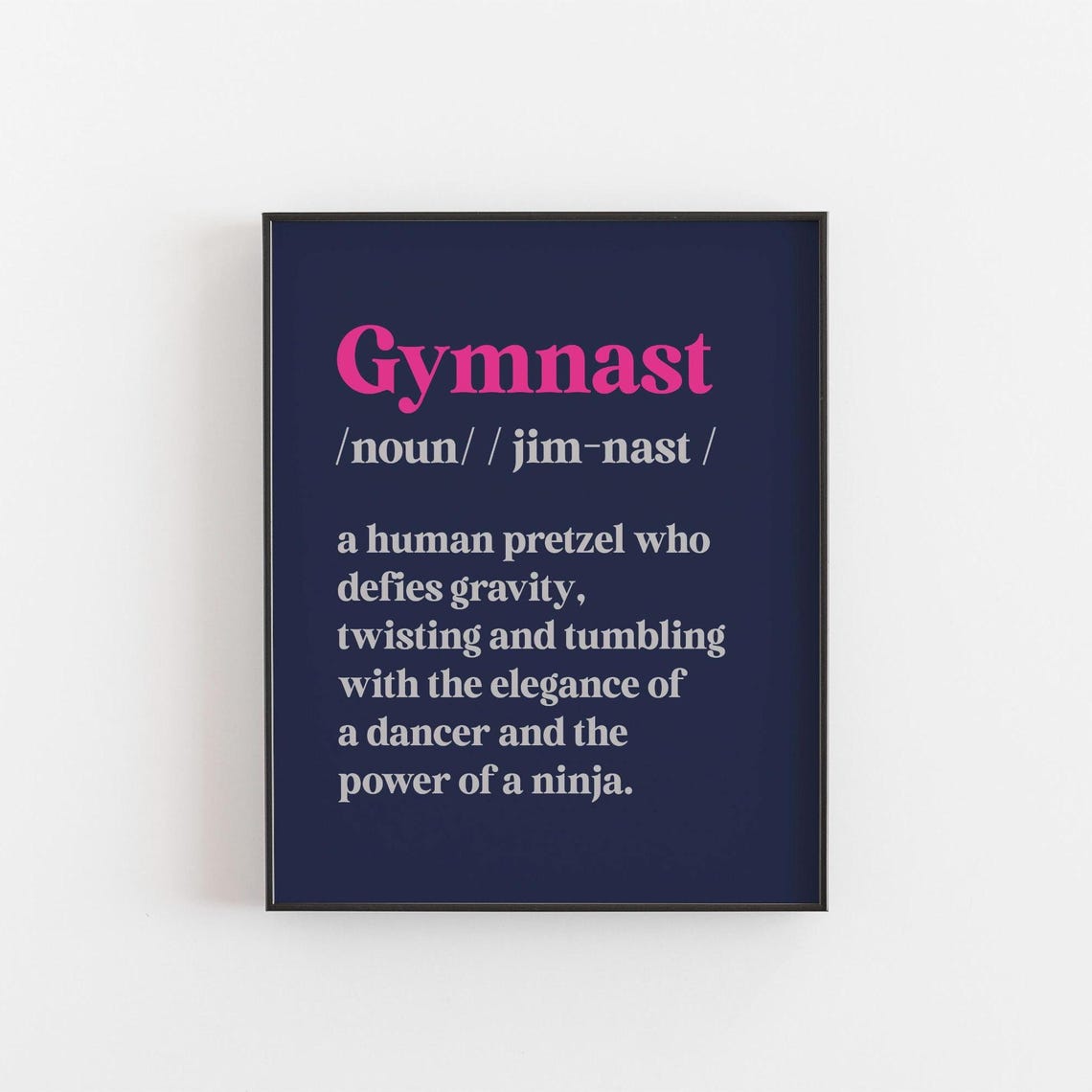 Gymnast Funny Definition Navy Pink Sport Typography Gift Poster